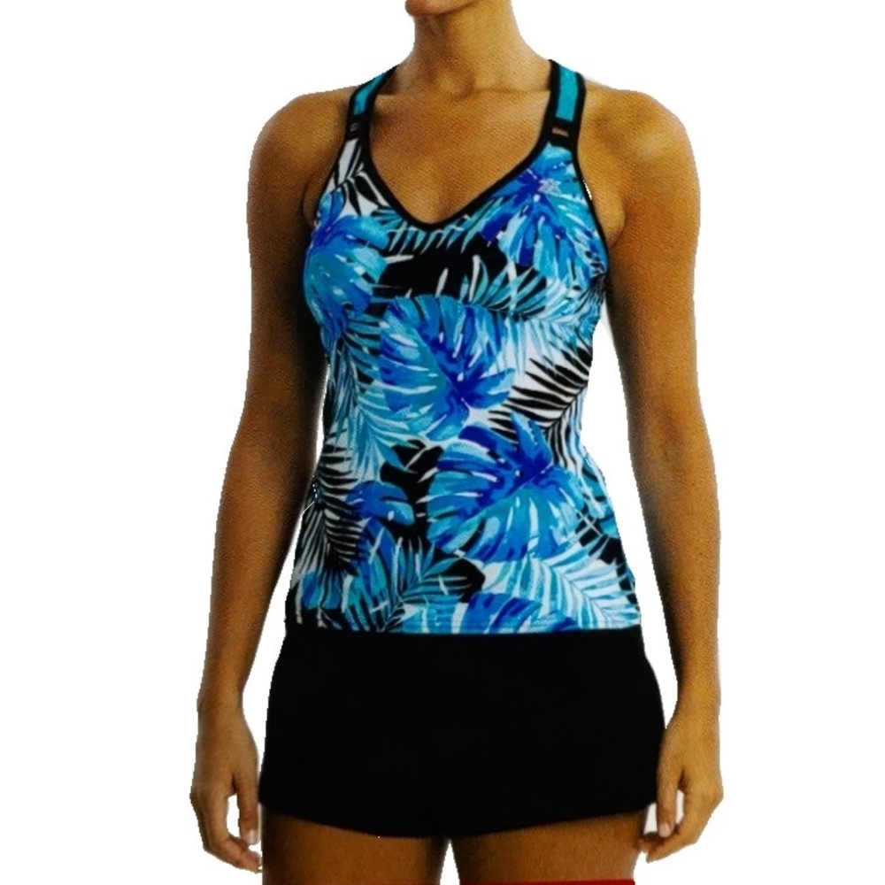 NWT ZeroXposur Xl Top/XXL Shorts Blue Palm Set - Picture 2 of 6
